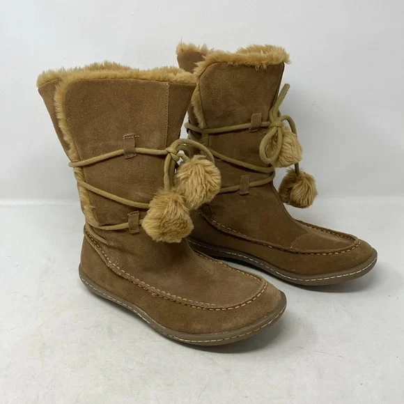 Steve Madden Iglou Suede Wrap Pom Pom Tie Boots - Picture 2 of 8